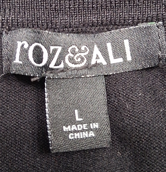 Roz & Ali Lady Libery Black Sweater With White Floral Embroidery     Size  L - Picture 12 of 12